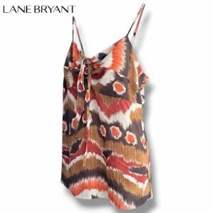 Lane‎ Bryant Women’s Cami Tie Front Multi Color Spaghetti Strap Top | Sz 16